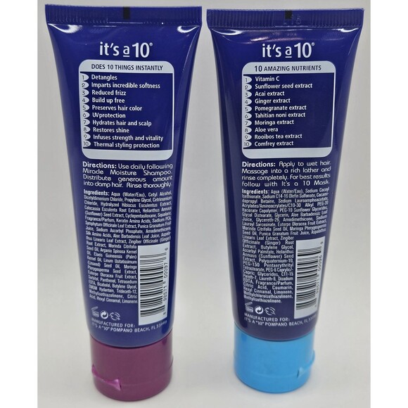 It’s A 10 Miracle Moisture Shampoo & Daily Conditioner 2 fl oz 60ml Each Travel - Picture 2 of 2